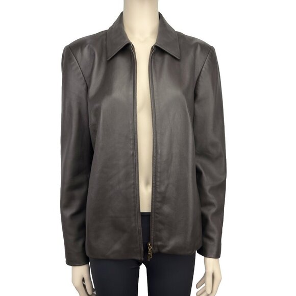 BOD & CHRISTENSEN Chocolate Brown Fitted Genuine Leather Hips Lenght Jacket 12 - Picture 2 of 9
